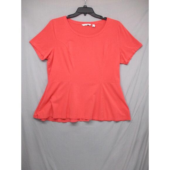 Isaac Mizrahi Live Red/Orange  Peplum Top Womens Size Extra Large - Picture 2 of 9